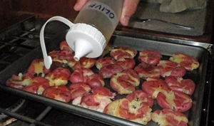 Oiling potatoes