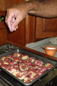 Salting the potatoes