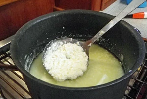 Making mozzarella with Nido seems to result in a finer, less cohesive curd than with fresh milk.