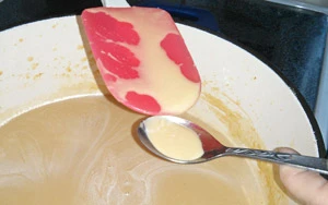 Taste by pouring a bit from your stirring spoon into your tasting spoon to avoid contaminating the soup with your dirty spoon.