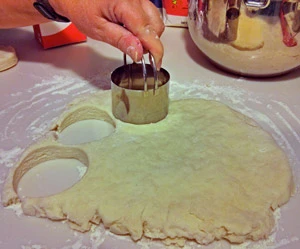 Biscuits are cut.
